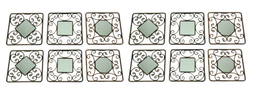 Decorative Scroll Distressed Finish Square Accent Mirrors Set of 12 Image 1