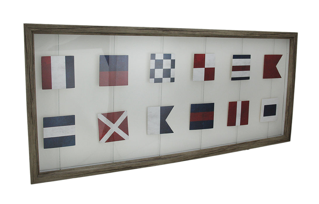 Wood Framed Nautical Signal Flags Decorative Wall Hanging Image 1