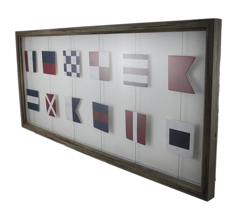 Wood Framed Nautical Signal Flags Decorative Wall Hanging Image 2