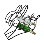 Black Enamel Coated Metal Bunny Rabbit Wine Rack - Holds 5 Bottles - 20.5 Inches Long - Ideal for Countertops and Kitchen