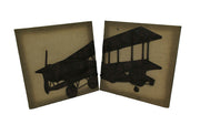 2 Piece Metal Vintage Airplane On Fabric Wall Hanging Set Image 1