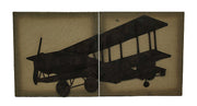 2 Piece Metal Vintage Airplane On Fabric Wall Hanging Set Image 2