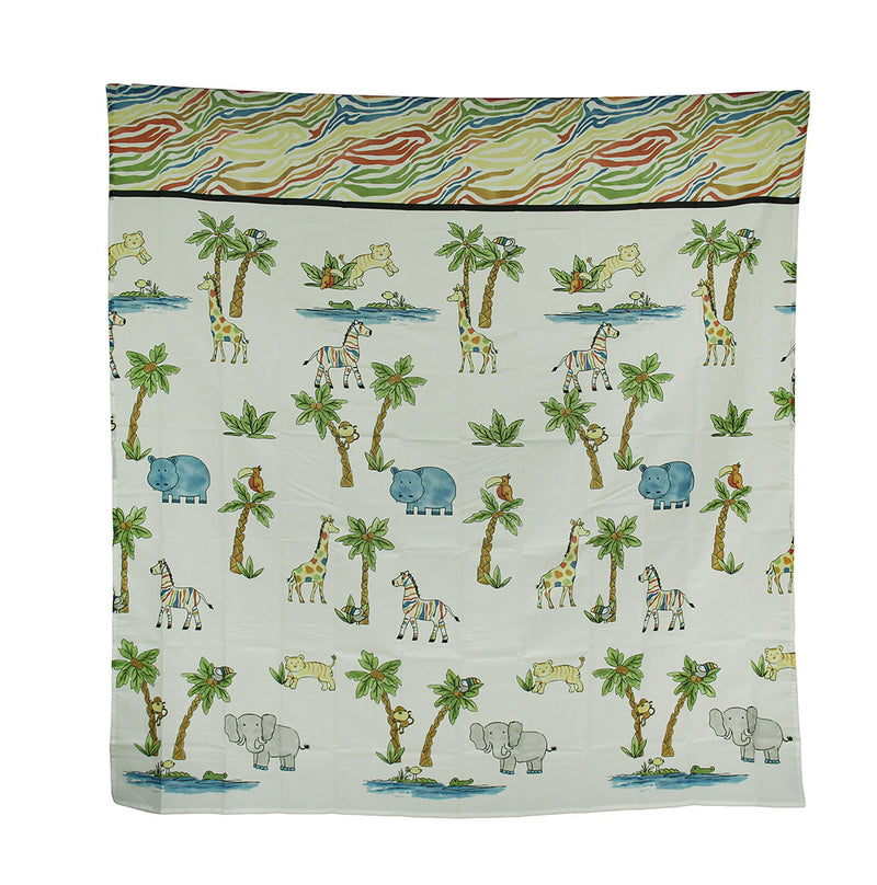 Blue Safari Hippo Rainbow Zebra Striped Fabric Shower Curtain 70 X 72 Inch Image 1