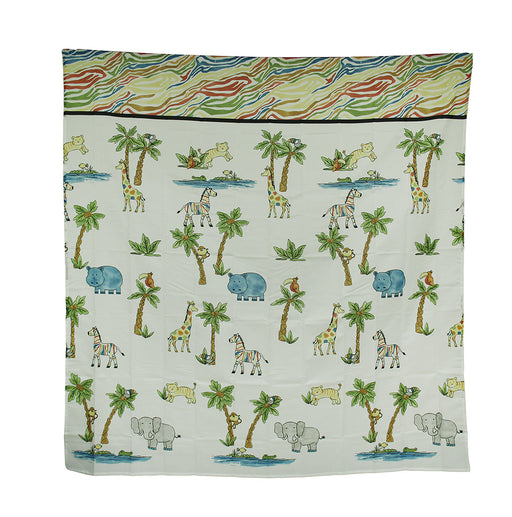 Blue Safari Hippo Rainbow Zebra Striped Fabric Shower Curtain 70 X 72 Inch Image 1