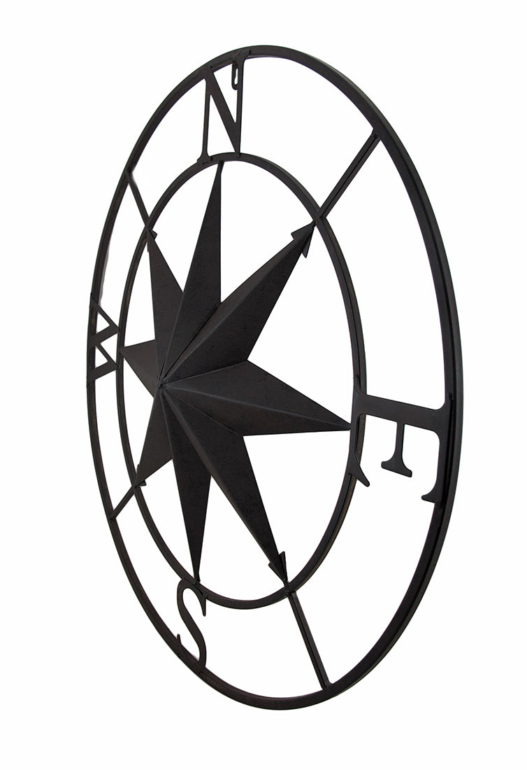 Brown - Image 2 - Distressed Finish 26 Inch Diameter Compass Rose Nautical Wall Hanging