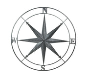 36 inch - Image 1 - Compass Rose Wall Sculpture, 36 Inch Diameter Distressed Silver Tin