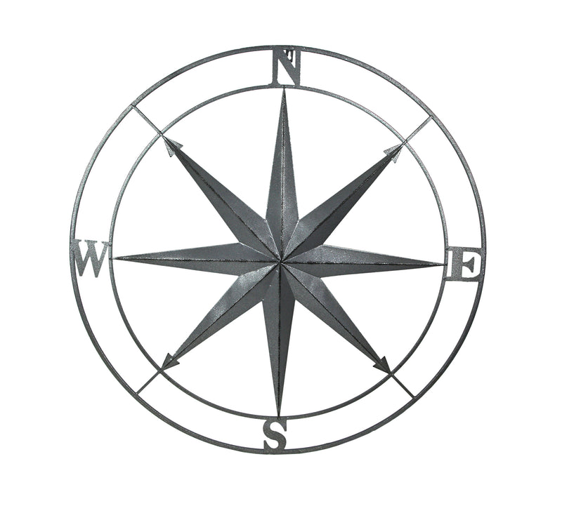 36 inch - Image 1 - Compass Rose Wall Sculpture, 36 Inch Diameter Distressed Silver Tin