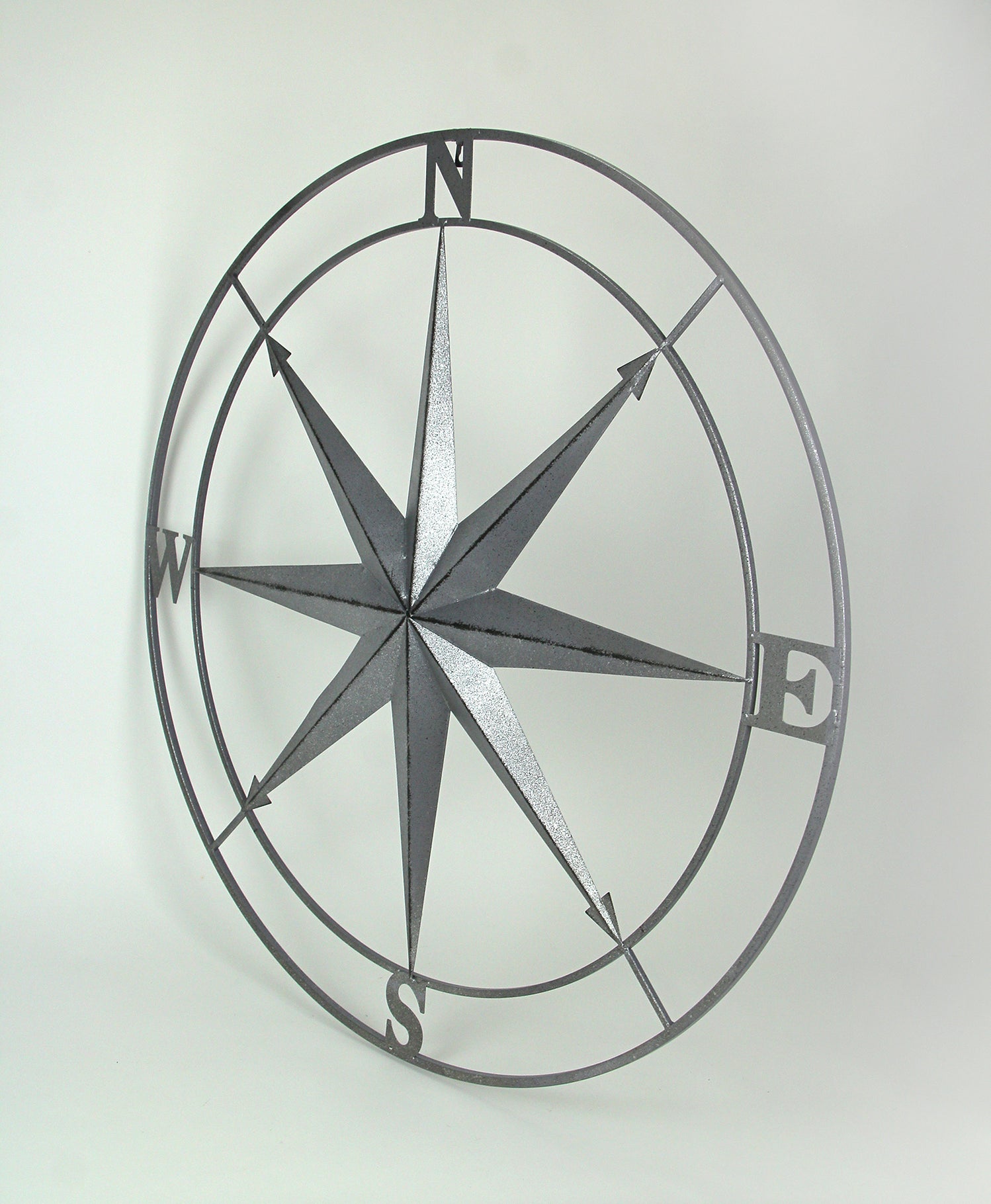 Galvanized Zinc Finish Metal Indoor/Outdoor Nautical Compass Rose Wall