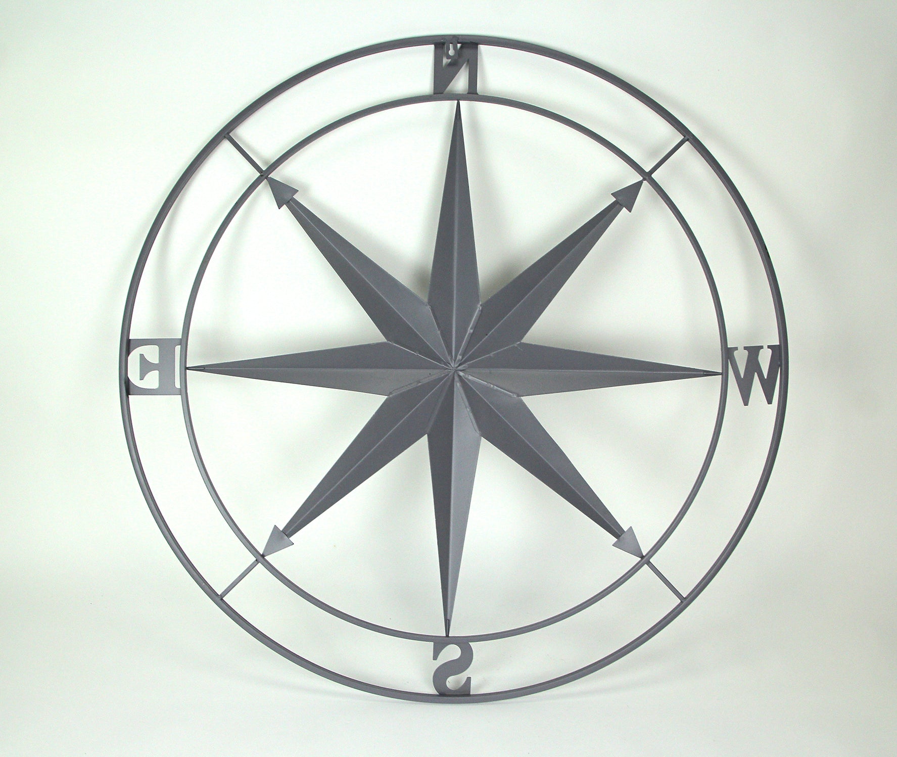 Galvanized Zinc Finish Metal Indoor Outdoor Nautical Compass Rose Wall — Zeckos