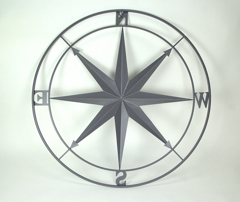 36 inch - Image 3 - Compass Rose Wall Sculpture, 36 Inch Diameter Distressed Silver Tin