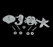 White - Image 3 - Set of 4 Coastal White Cast Iron Sea Life Drawer Pulls - Nautical Cabinet Knobs with Rustic Beach House