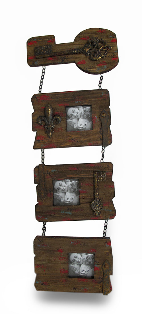 3 Panel Shabby Chic Recycled Wood Wall Photo Frame Image 1