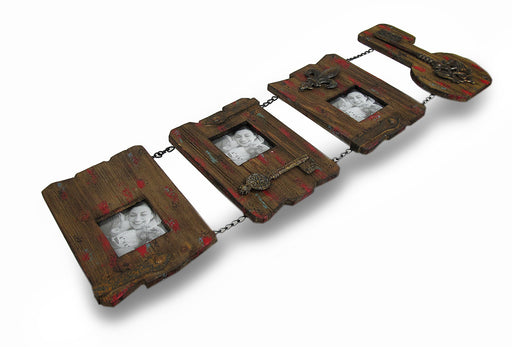 3 Panel Shabby Chic Recycled Wood Wall Photo Frame Image 2