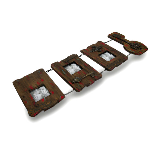 3 Panel Shabby Chic Recycled Wood Wall Photo Frame Image 2