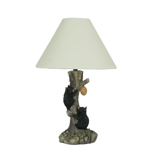 Black Bear Cubs Table Lamp, 17.5 Inch Climbing Tree for Honey Design Image 1