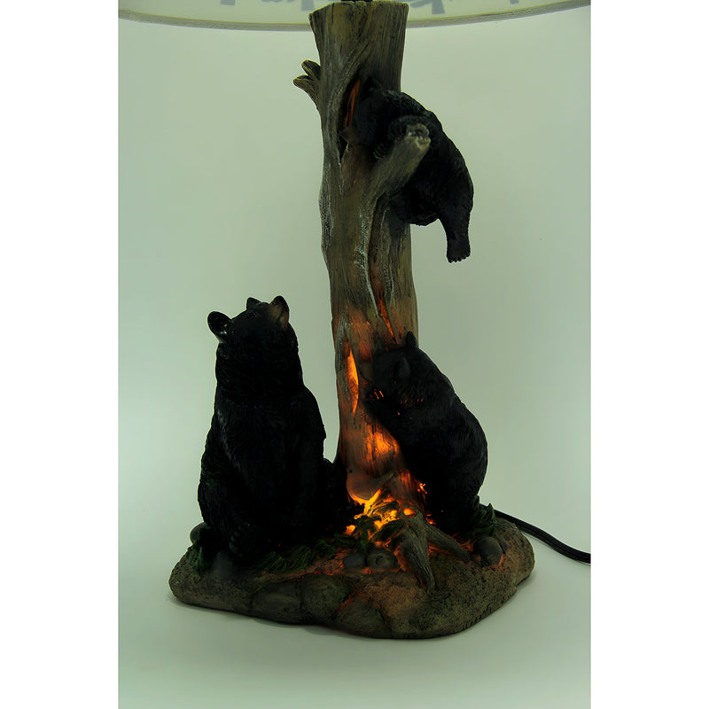 Black Bear Table Lamp, 20.5 Inch Pine Tree with Nightlight Base Image 2