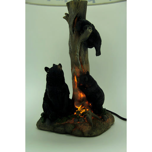 Black Bear Table Lamp, 20.5 Inch Pine Tree with Nightlight Base Image 2