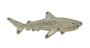 Distressed Natural Tan Wood and Metal Shark Wall Hanging Plaque - 33 Inches Long - Nautical Charm and Coastal Elegance -