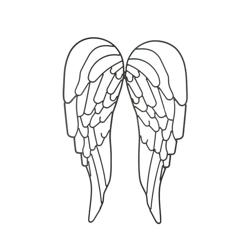 Black - Image 1 - Metal Wire Art Angel WIngs Wall Décor Sculpture 25 inch