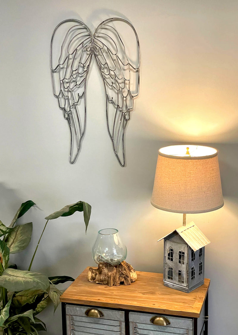 Gray - Image 4 - Metal Wire Art Angel Wings Wall Sculpture 25 inch