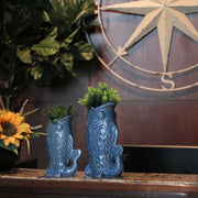 Blue - Image 5 - Zeckos Ceramic Decorative Vases Set of 2, Coastal Fish Design with Glossy Blue Finish, 6.75 X 7 X 2.75 in