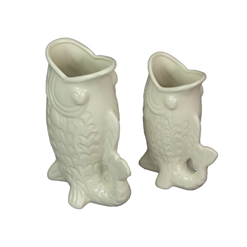 White - Image 6 - Zeckos Ceramic Coastal Decorative Vases Set of 2, 7 Inches Wide X 6.75 Inches High, White Glossy