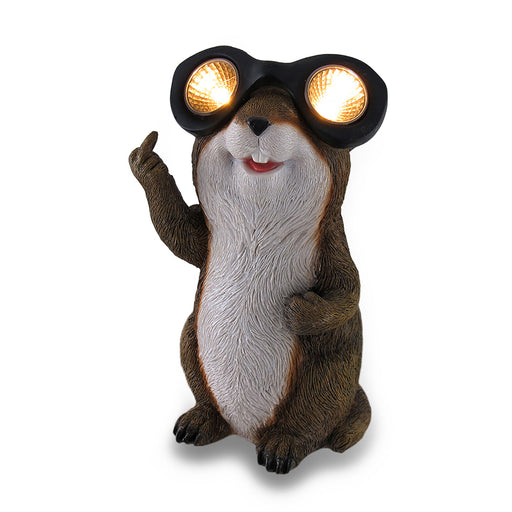Naughty Groundhog Solar Eyes Solar LED Light Statue Image 1