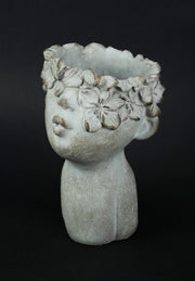 Pucker Up Kissing Face Weathered Finish Concrete Head Planter 10 Inches High Outdoor Décor Image 2