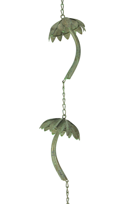 Bronze - Image 2 - Metal Tropical Palm Tree Rain Chain with Attached Hanger 72 inch