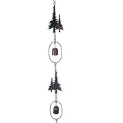 Brown - Image 2 - 70-Inch Metal Rain Chain with 5 Forest Tree Silhouettes & Zen Bells, Aged Bronze Finish, 3.25-Inch