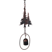 Brown - Image 9 - 70-Inch Metal Rain Chain with 5 Forest Tree Silhouettes & Zen Bells, Aged Bronze Finish, 3.25-Inch