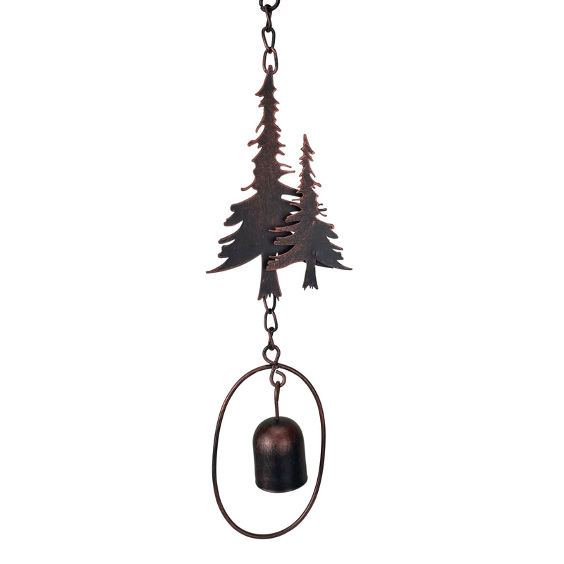 Brown - Image 9 - 70-Inch Metal Rain Chain with 5 Forest Tree Silhouettes & Zen Bells, Aged Bronze Finish, 3.25-Inch