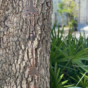 Brown - Image 5 - 70-Inch Metal Rain Chain with 5 Forest Tree Silhouettes & Zen Bells, Aged Bronze Finish, 3.25-Inch
