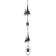 Black - Image 2 - 70-Inch Metal Rain Chain with 5 Forest Tree Silhouettes & Zen Bells, Dark Verdigris Finish, 3.25-Inch