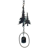 Black - Image 9 - 70-Inch Metal Rain Chain with 5 Forest Tree Silhouettes & Zen Bells, Dark Verdigris Finish, 3.25-Inch