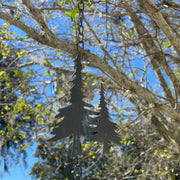 Black - Image 5 - 70-Inch Metal Rain Chain with 5 Forest Tree Silhouettes & Zen Bells, Dark Verdigris Finish, 3.25-Inch