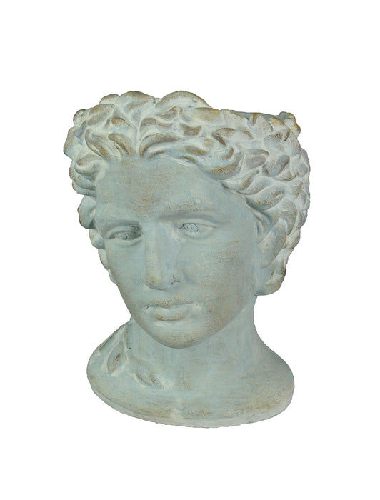 Classic Greek Warrior Bust Head Planter Pot in Distressed Cement Ideal for Indoor and Outdoor Floral Enchantment - 9.25