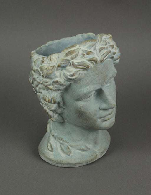 greek head planter pot Classic Greek Warrior Bust Head Planter Pot in Distressed Cement Ideal — Zeckos