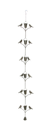Brown - Image 1 - Bird Rain Chain, 78 Inch Dark Brown Metal Garden Accent
