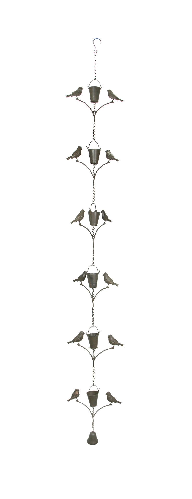 Brown - Image 1 - Bird Rain Chain, 78 Inch Dark Brown Metal Garden Accent