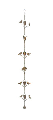 Copper - Image 1 - Bird Rain Chain, 78 Inch Aged Copper Metal Garden Accent