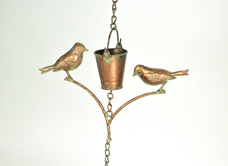Copper - Image 2 - Bird Rain Chain, 78 Inch Aged Copper Metal Garden Accent