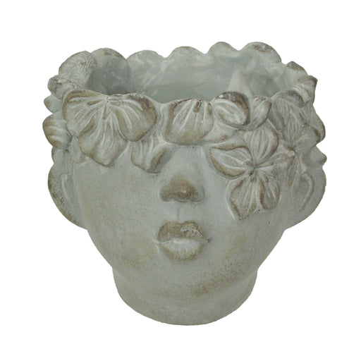 Hanging Planter 7.25 Inch Tall Kissing Face Concrete Head Wall Pot Image 1