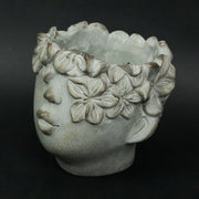 Hanging Planter 7.25 Inch Tall Kissing Face Concrete Head Wall Pot Image 2
