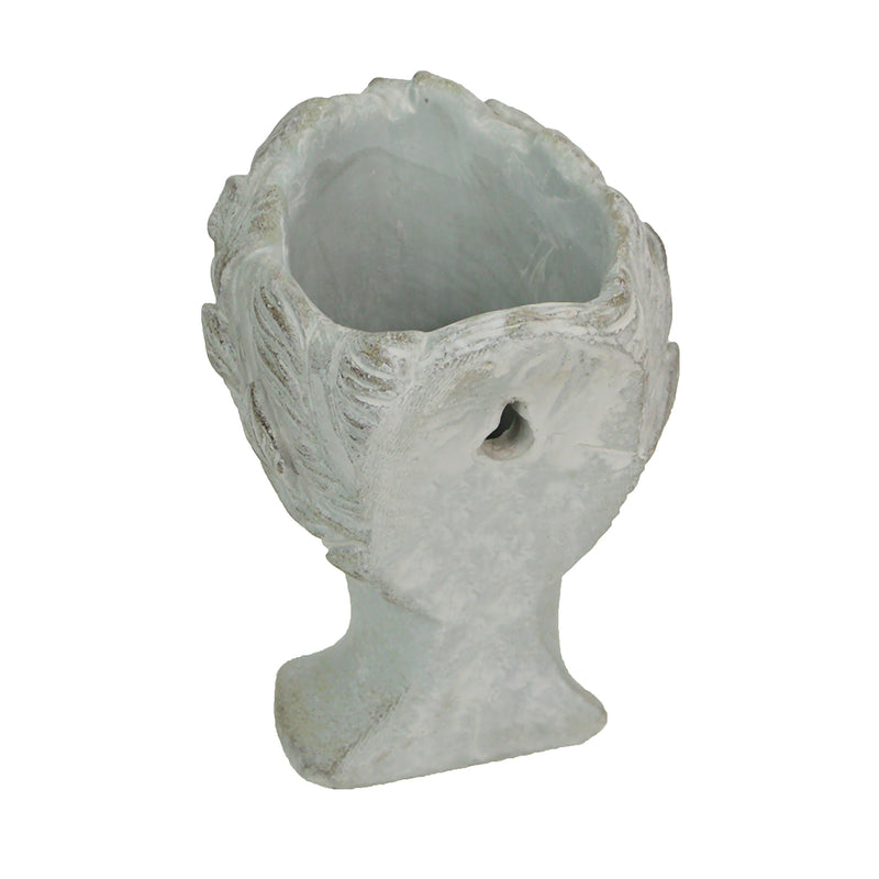 Greek Lady Head Wall Planter, 6 Inch Weathered Gray Concrete Image 8