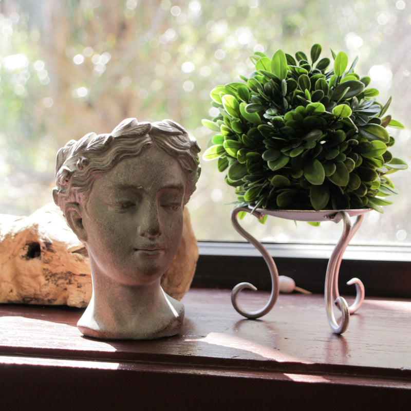 Weathered Gray Greek Lady Statue Wall Mount Cement Head Planter 6 Inches High Image 6