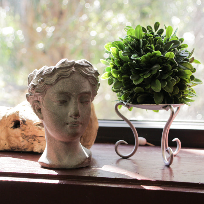 Weathered Gray Greek Lady Statue Wall Mount Cement Head Planter 6 Inches High Image 6