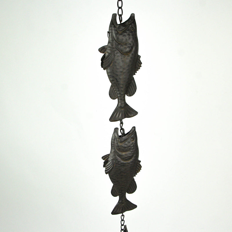 Brown - Image 2 - Fish Rain Chain, 71 Inch Brown Metal Gutter Downspout Decor