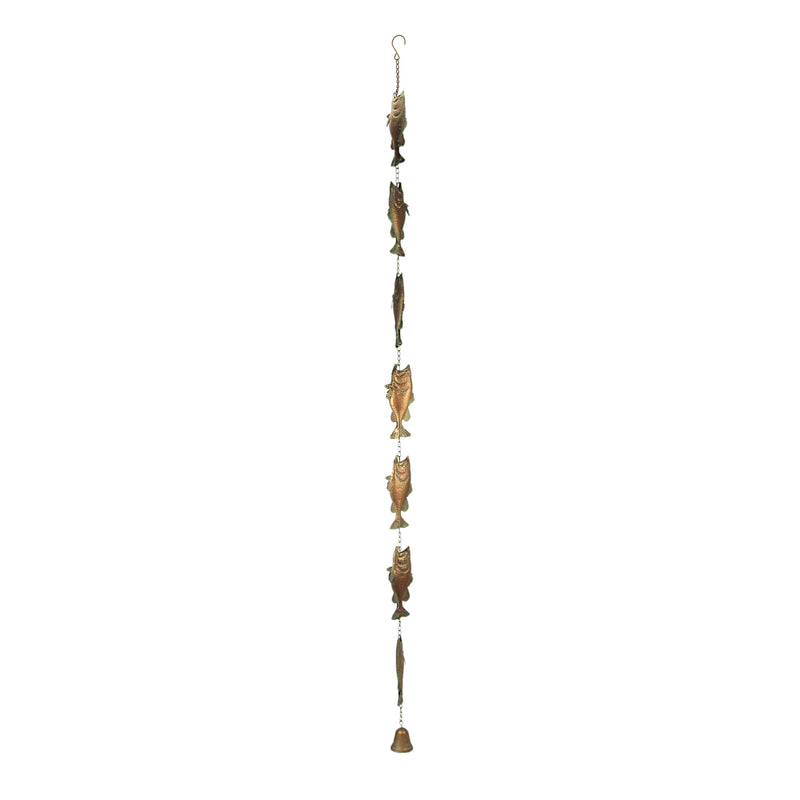 Copper - Image 1 - Fish Rain Chain, 71 Inch Copper Metal Gutter Downspout Decor