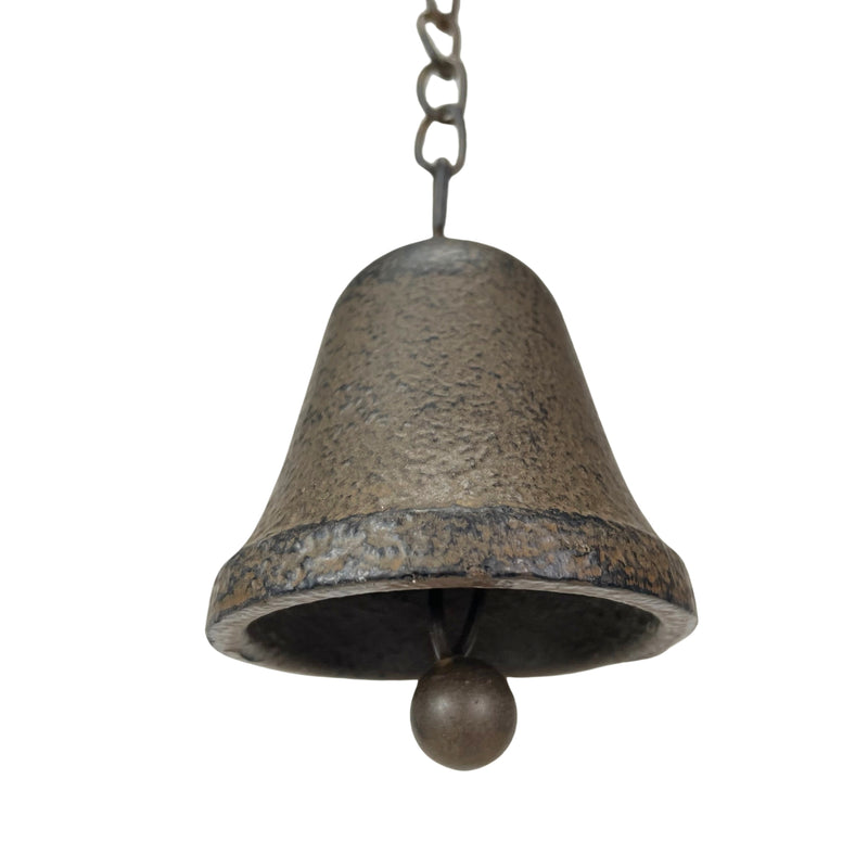 Brown - Image 10 - 78-Inch Metal Rain Chain with 6 Water Wheels & Weighted Bell, Rustic Brown Finish, Decorative Downspout